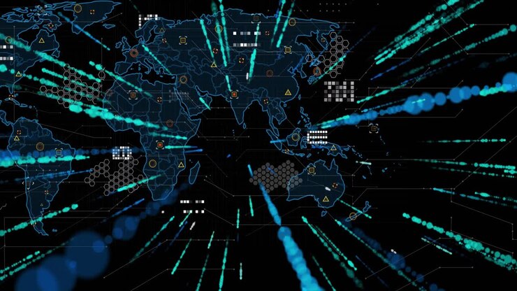 Animation of scanners and data processing over world map