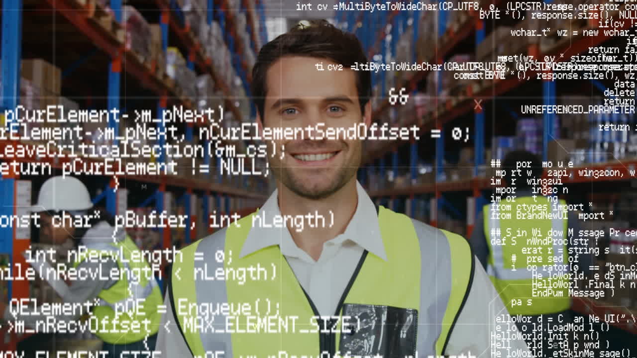 Warehouse worker smiling
