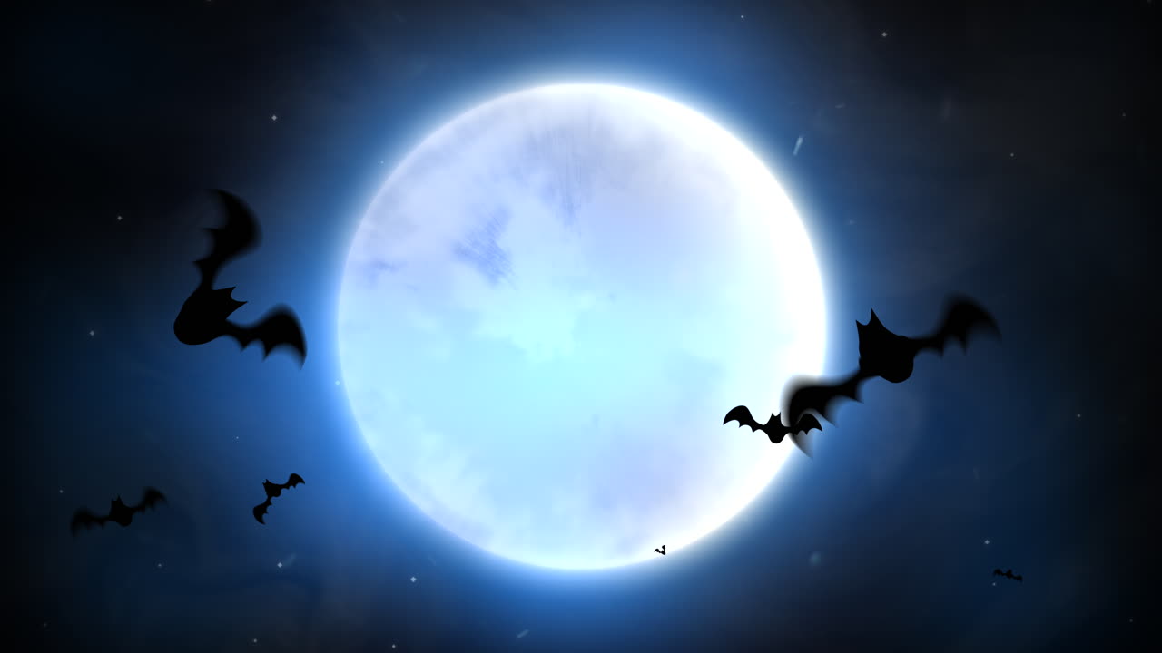 Animazione di sfondo di Halloween con pipistrelli e luna