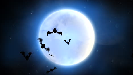 Halloween-Hintergrundanimation-Mit-Fledermäusen-Und-Mond
