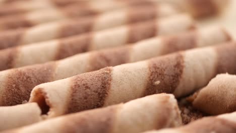 chocolate wafer rolls close up