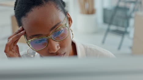 stress, burnout and headache by business woman