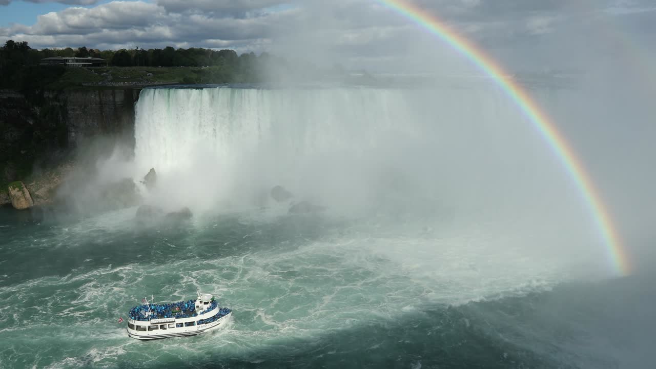 un arco iris se eleva sobre las cataratas del niágara ontario canadá