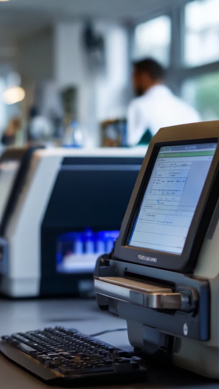Uno sguardo dettagliato alle attrezzature di laboratorio avanzate che mostrano l'interazione tra tecnologia e scienza in un ambiente di ricerca moderno