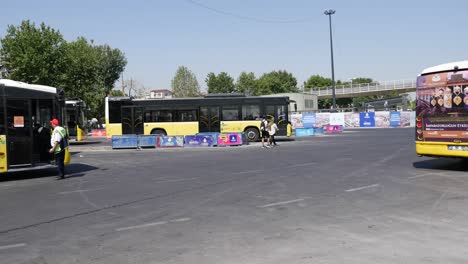 bus station with multiple buses