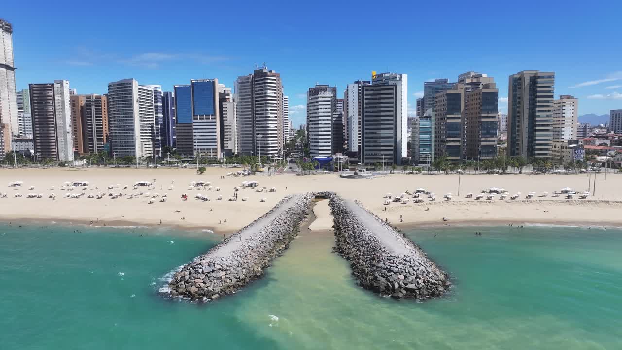 Fortaleza Skyline At Fortaleza In Ceara Brazil. Beach Skyline. Downtown District. Modern Highrise Buildings. Fortaleza Skyline At Fortaleza In Ceara Brazil. Stunning Landscape. Brazil Northeast