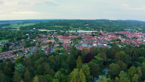 aerial view with drone of the amazing landscape in henley-on-thames, england