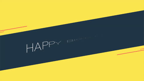 happy birthday with blue stripe on yellow gradient