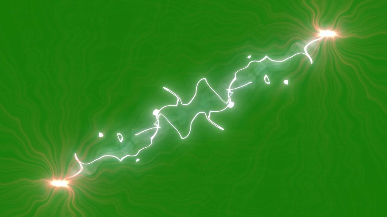 Animated Electric Lightning Bolt Effect on Green Screen