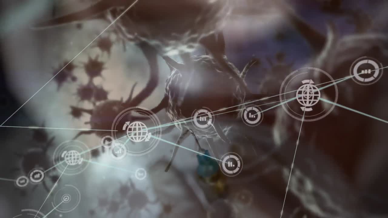 animación de la red de conexiones con células covid 19