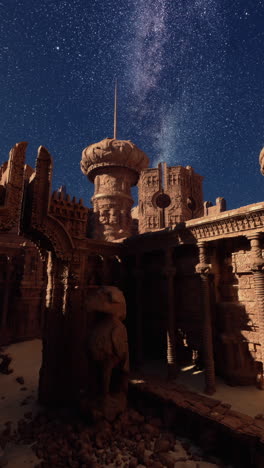 ancient desert ruins under a starry night