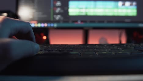 close view of the keyboard of a videographer