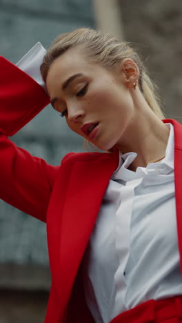 Stylish Woman in Red Blazer
