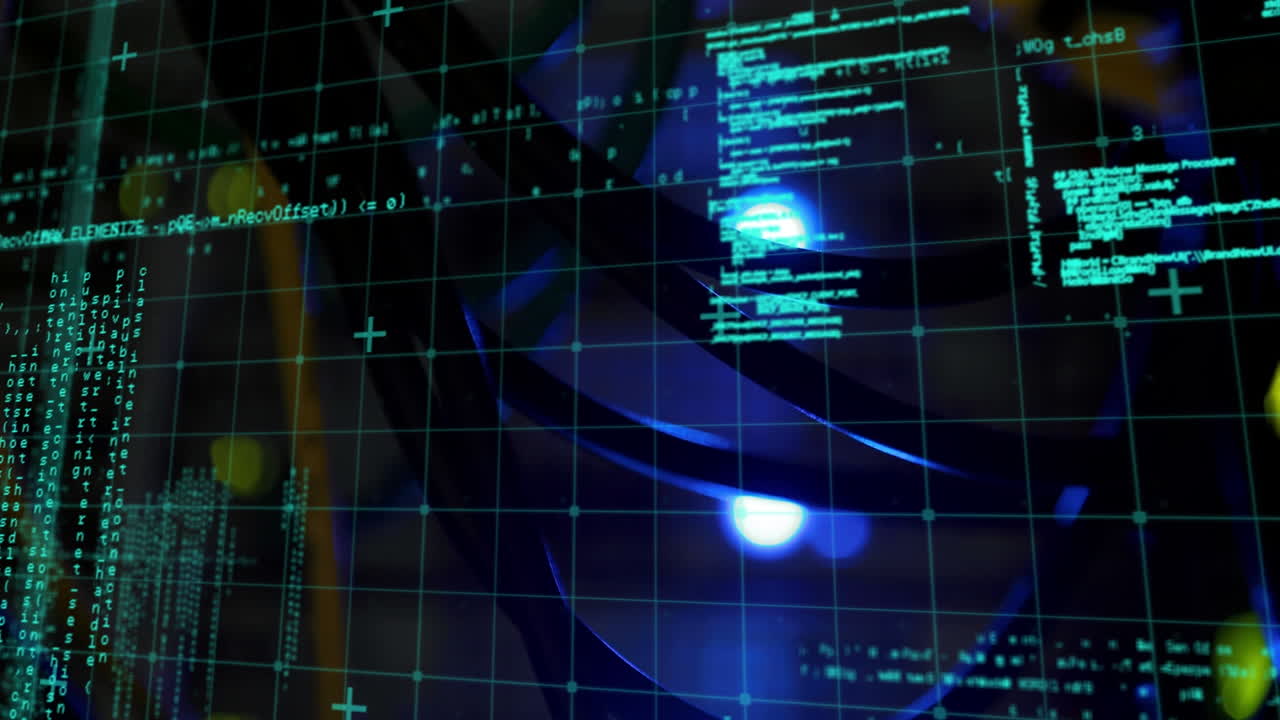 animación del procesamiento de datos en un primer plano del servidor informático