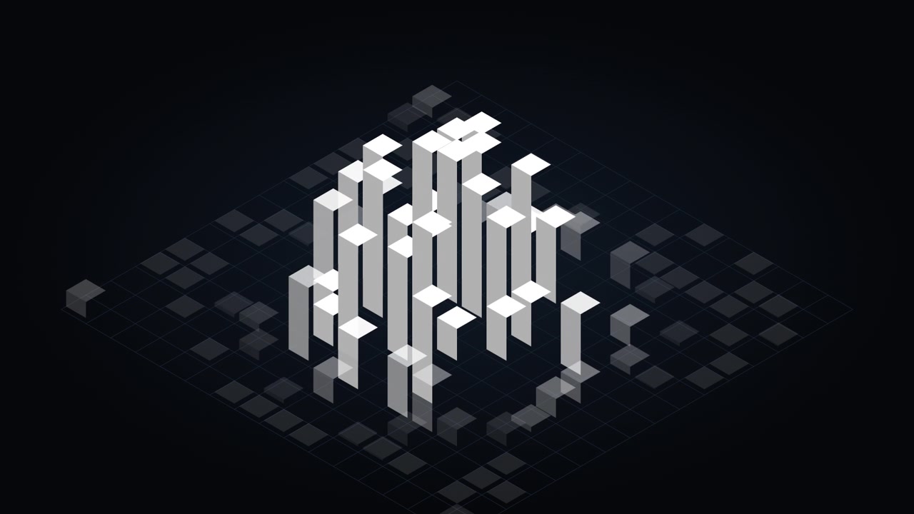 Animación de gráfico de barras 3D abstracto con columnas en movimiento