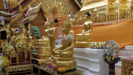 altar sculptures, heritage figures, golden buddha statues, thailand