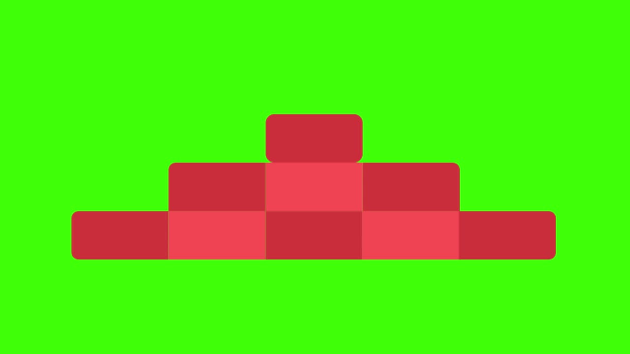 녹색 화면에 어지는 빨간 벽돌로 된 부동산 아이콘