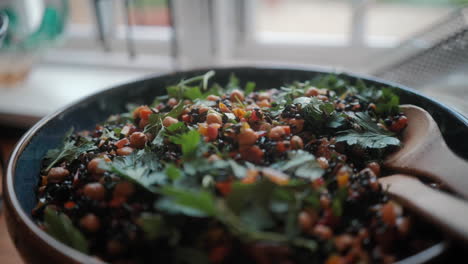 healthy salad with chick peas an parsley at buffet at wedding