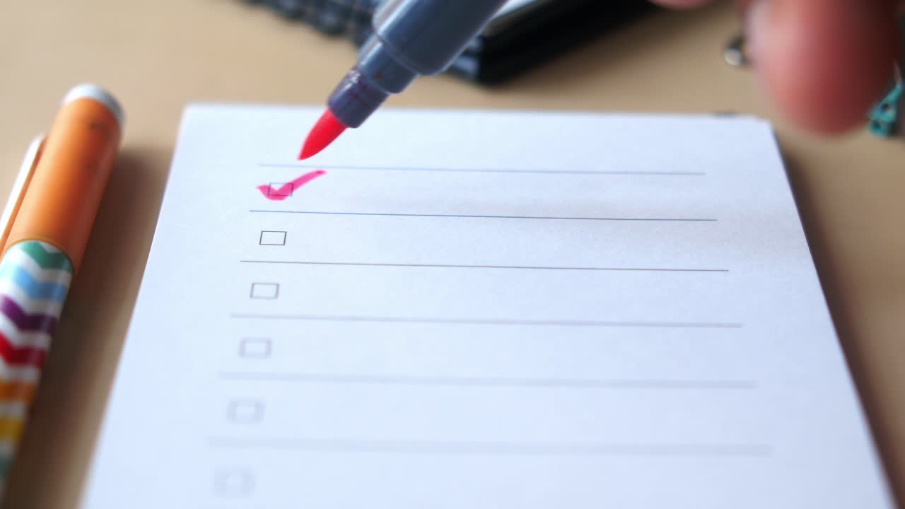 Checking off items on a to-do list