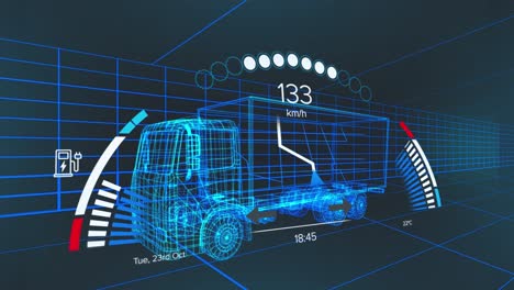 Animation-of-car-panel-over-digital-lorry