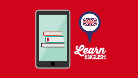 smartphone with learn english animation