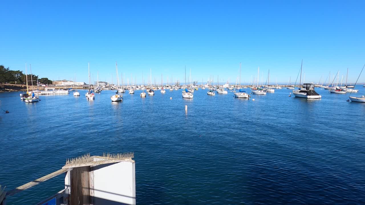 Pan of Northern California Marina Sunny Afternoon - 4K Pan