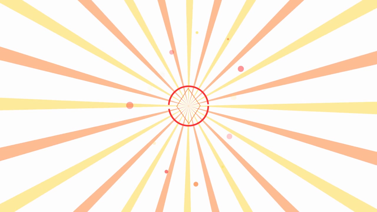 Abstract Geometric Animation with Rotating Shapes and Sunburst Background