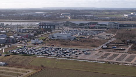 gdansk airport, poland. aerial panning