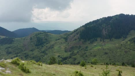 Dramatic-Serbia-Jadovnik-mountain-landscape,-aerial-flight-over-mountain-peak