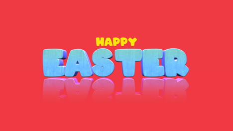 colorful happy easter text on stylized red background