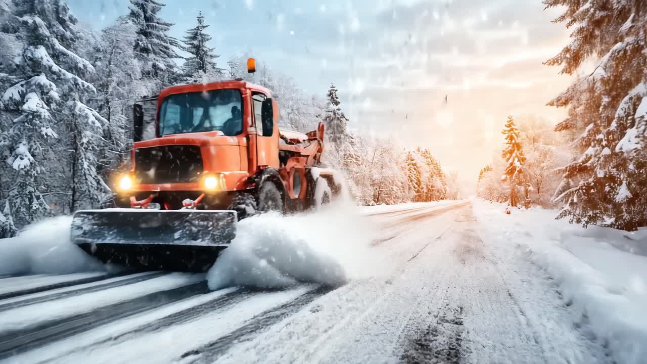 Snow Plowing a Road in the Winter
