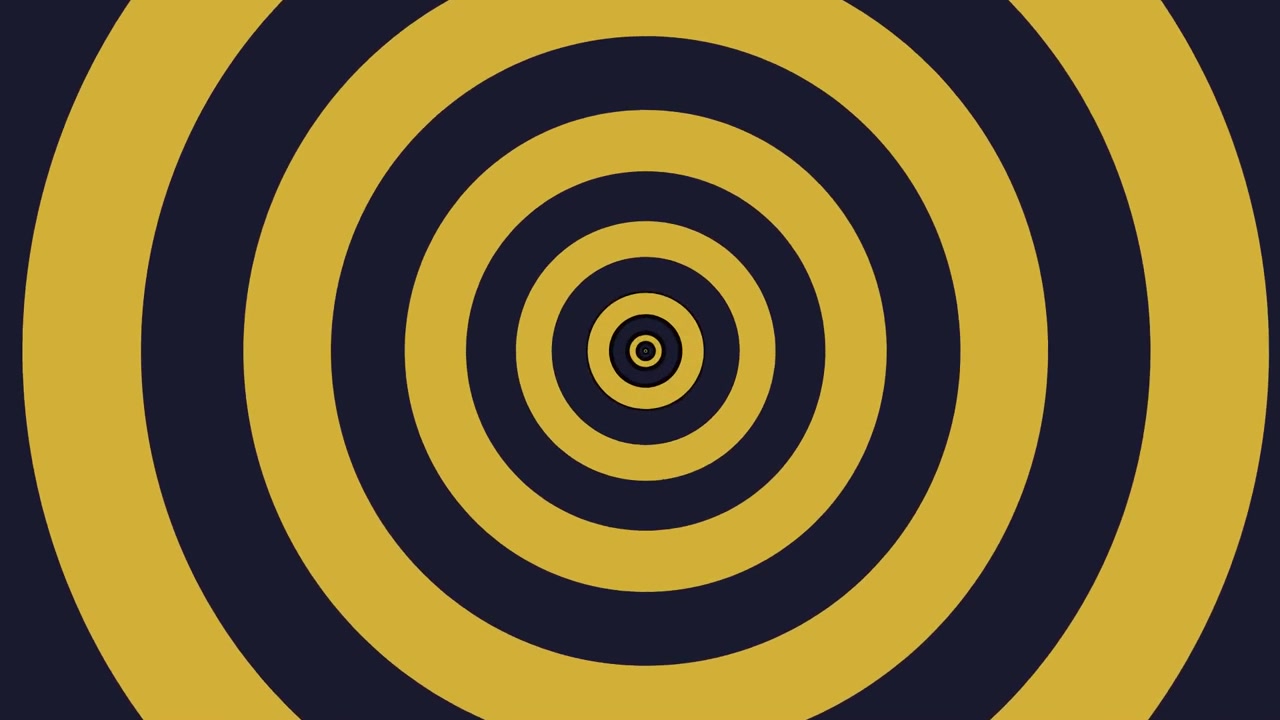 Abstract Animation of Expanding Yellow and Dark Blue Concentric Circles