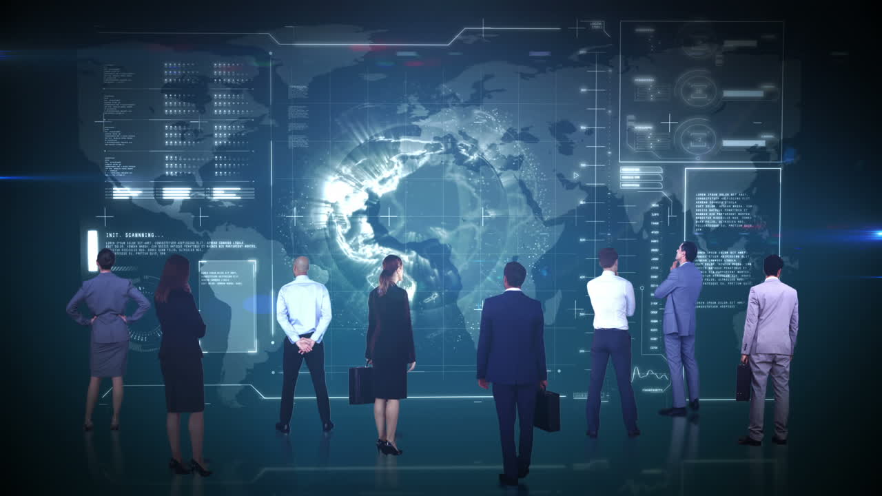 글로벌 비즈니스 인터페이스를 지켜보는 비즈니스 팀