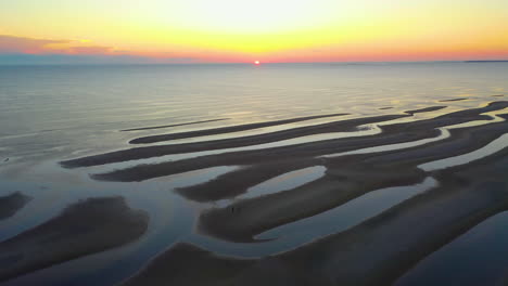 aerial view of sandbars at sunset