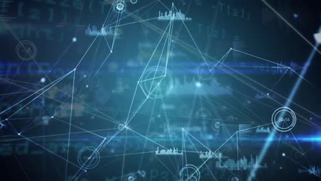 animación del procesamiento de datos financieros a través de una red de conexiones