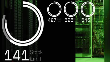 animation of stock market data processing against computer server room