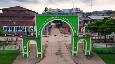 contamana, ucayali province, peru' - small town city on the amazon river jungle rainforest isolated