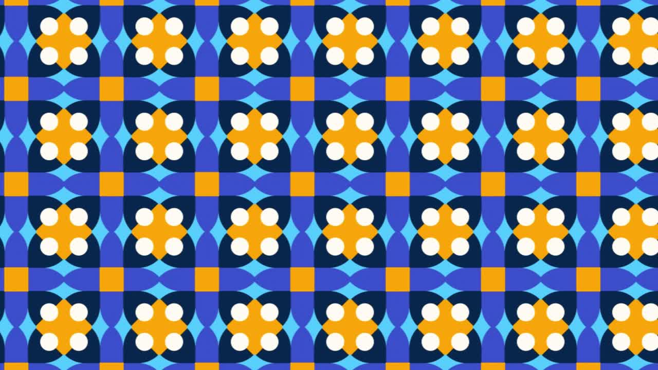 animación de patrón de mosaico transparente con signos florales. panorámica