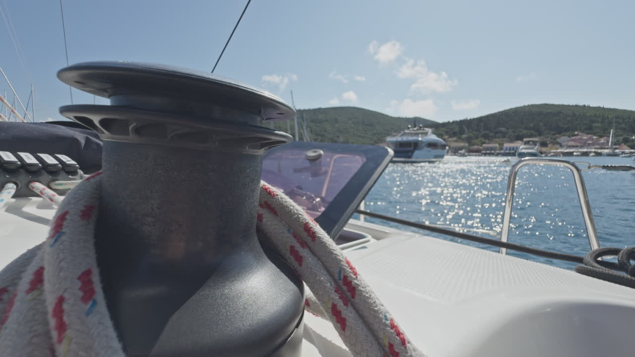 view from a yacht at sea in lefkada, greece