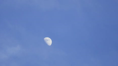 daytime moon with passing clouds slowly in tiemalapse shot