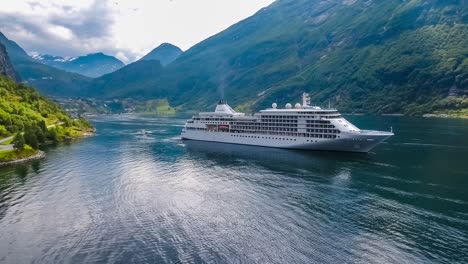 cruise liners on geiranger fjord, norway