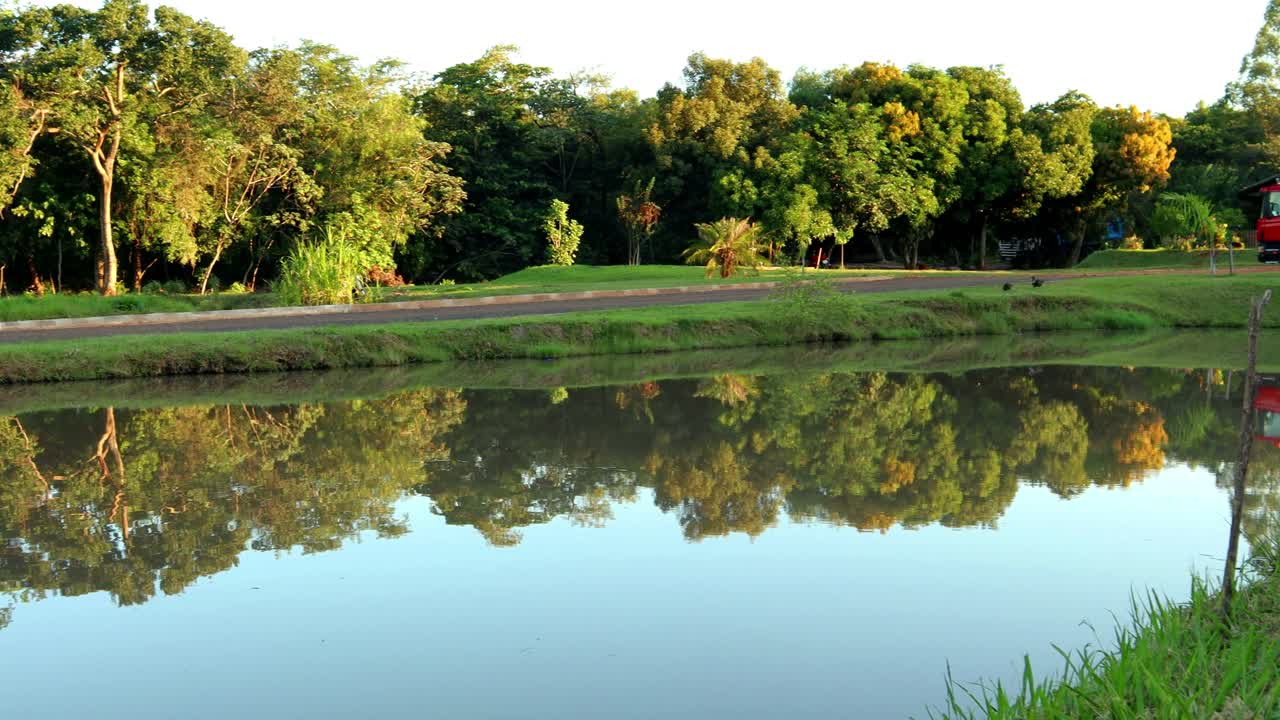 Beautiful fishing pond of a preserved natural park in Paraguay