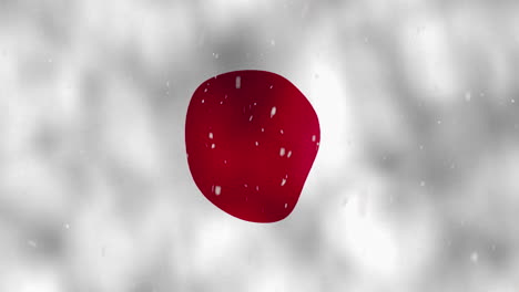 ondeando la bandera nacional de japón con nevadas vfx en primer plano