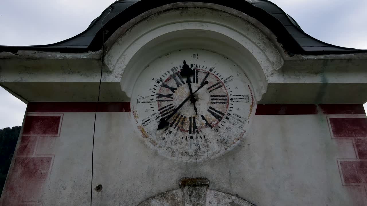 Slovenia Small Town Surrounded By Misty Pine Forest Mountains Aerial Drone 11