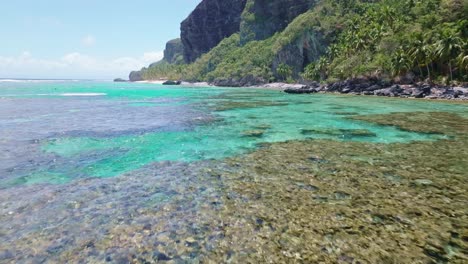 Coral-Reefs-At-Turquoise-Water-In-Paradise-Beach-Of-Fronton-In-Las-Galeras,-Samana,-Dominican-Republic