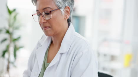 computer, woman or senior doctor typing medical