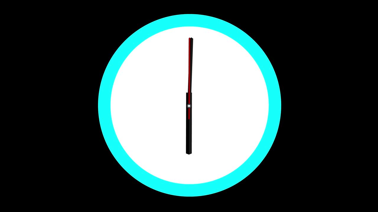 Clock timelapse looping 12 hours - Clock - Wall clock - Minimal abstract motion 3d rendering clock time concept time lapse hours - Clock Time Lapse - Clock time lapse loopable - 12 hours timelapse - Blue color clock loop - Black Background - Clock Time