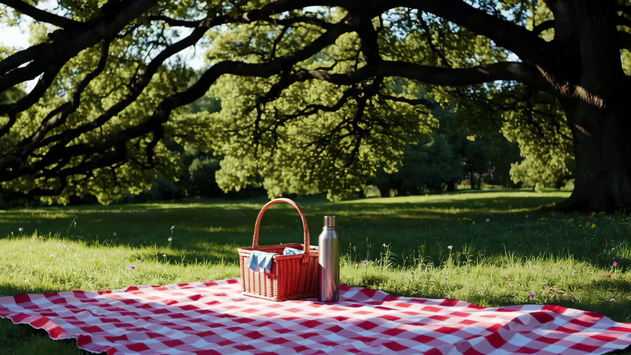 Picnic in a park under a tree