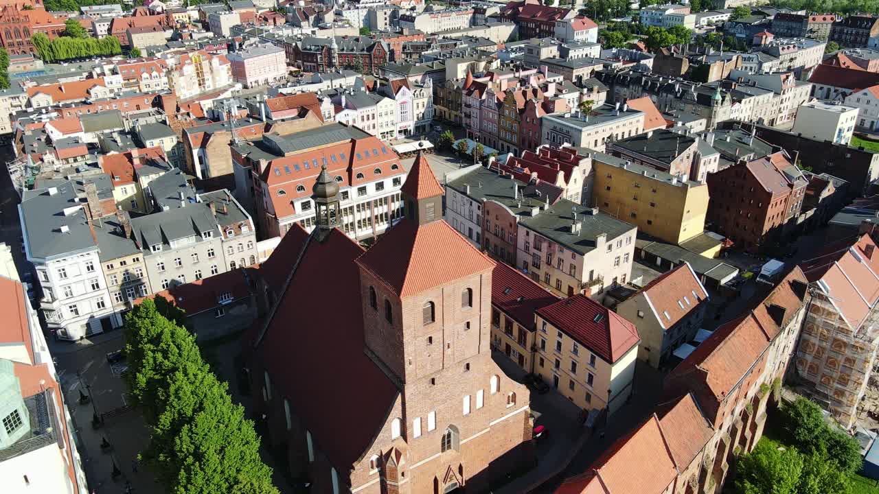 Old Grudziądz skyline dominated by ancient cathedral and cozy urban textures