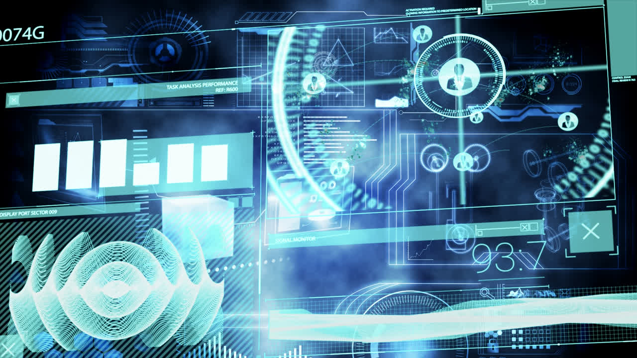 검은색 배경 위의 데이터 처리 애니메이션